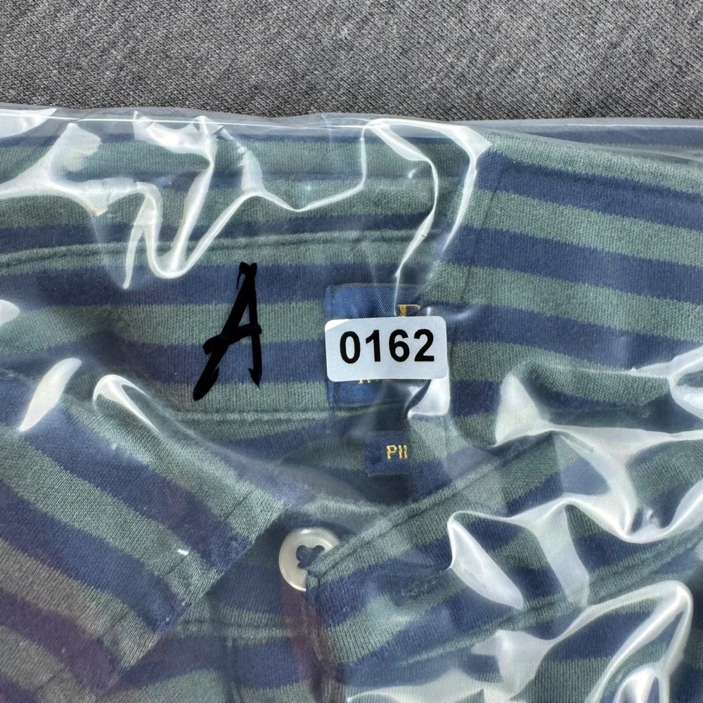 Polo Ralph Lauren Mens XL Pima Soft Touch Striped Polo Shirt Green Navy Blue